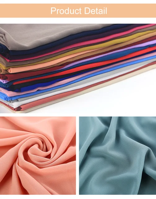 Châle Islamique en Mousseline de Soie pour Femme, Voile Musulman, Hijabs Ronds, 180x70cm – Image 4