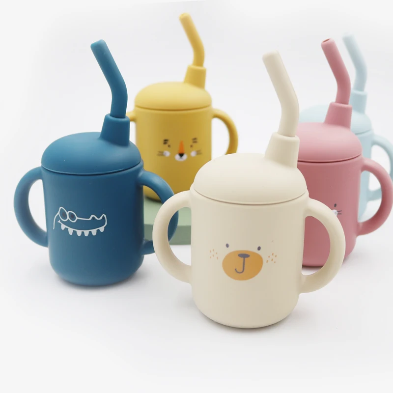 Nouveau dessin animé 120ML bébé Silicone Sippy tasse sans BPA Portable stockage Snack conteneur alimentation tasse étanche formateur tasse