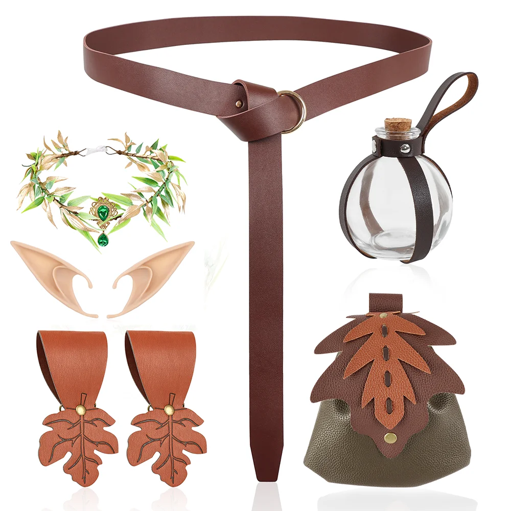 Women's Renaissance Crown Accessory Set Medieval Elf Crown and Fairy Costume Set for Mardi Gras Carnival Role Play Skirt Hiking