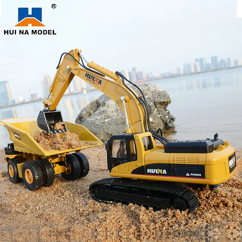HUINA 1:50 alliage jouets échelle moulée sous pression modèle hydraulique Navvy chargeur Bulldozer ingénierie Construction voiture garçons cadeaux