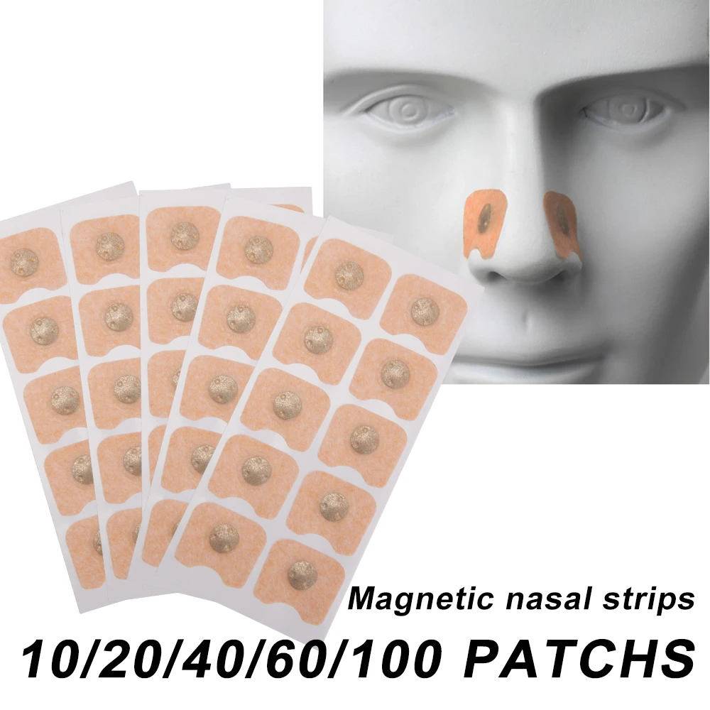 Patchs respiratoires pour le nez, 20/40/100/200 pièces, bandes nasales en fer à aspiration magnétique, augmentent l'air, améliore la qualité du sommeil, réduit le ronflement