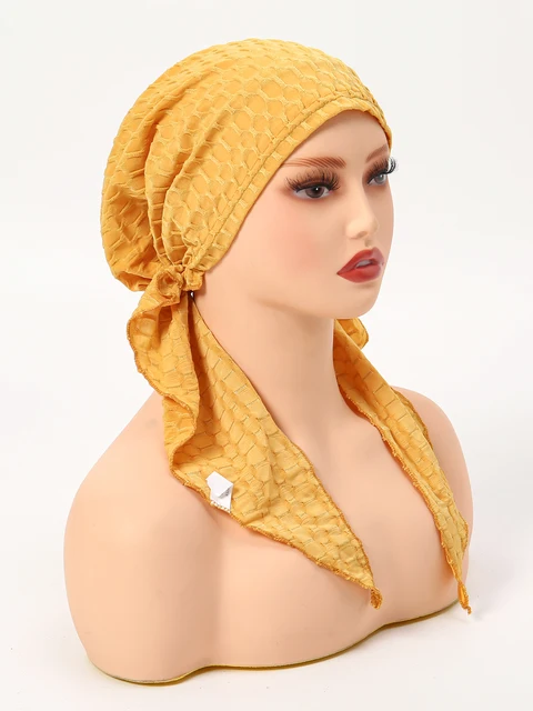 Turban Hijab intérieur musulman pour femmes, casquette pré-attachée, foulard à longue queue, bonnets enveloppants, écharpe de tête, couvre-chef extensible, chapeau Ninja – Image 5