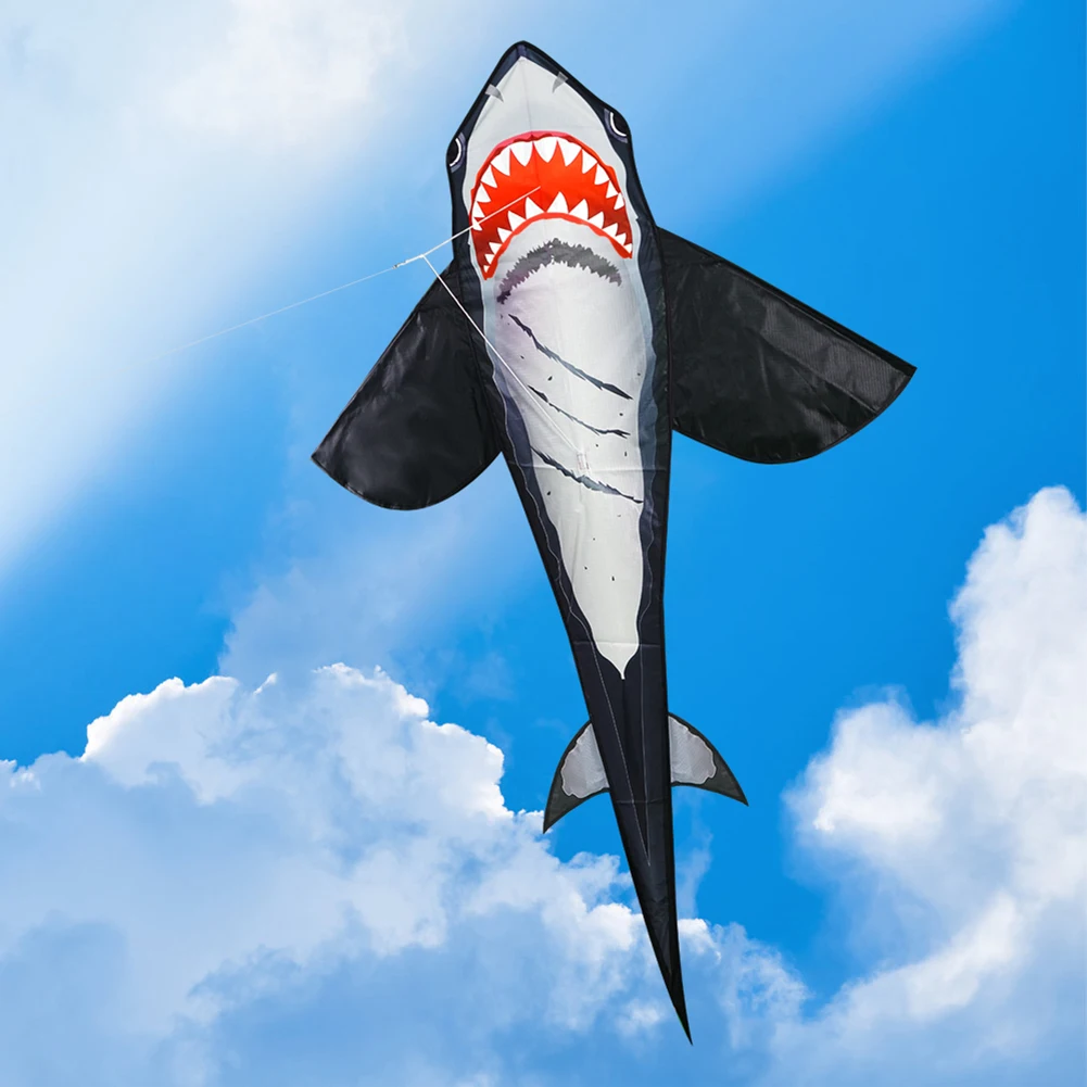 Cerf-volant en forme de grand requin, facile à voler, cerf-volant de cascade primaire avec planche métallique, cerf-volant pour animaux marins, améliore la Coordination pour garçons et filles