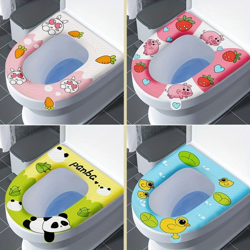 Juste de siège de toilette en silicone souple, coussinets de toilette chauds, lavables et réutilisables, adaptées aux anneaux de toilette, différentes saillies, mignonnes