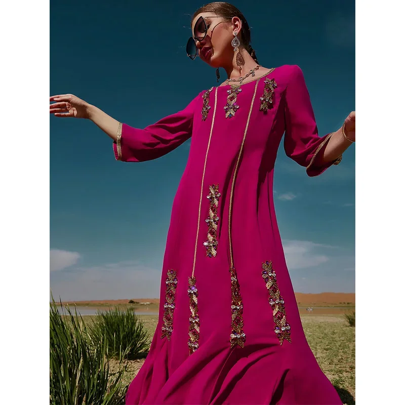 Abaya-Longue robe maxi décontractée pour femmes musulmanes, vêtements islamiques turcs, mode musulmane