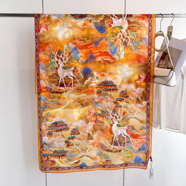 Écharpe de marque de luxe pour femmes, châle de fête, écharpes imprimées populaires, hijab de qualité, crème solaire de plage, printemps et été – Image 2