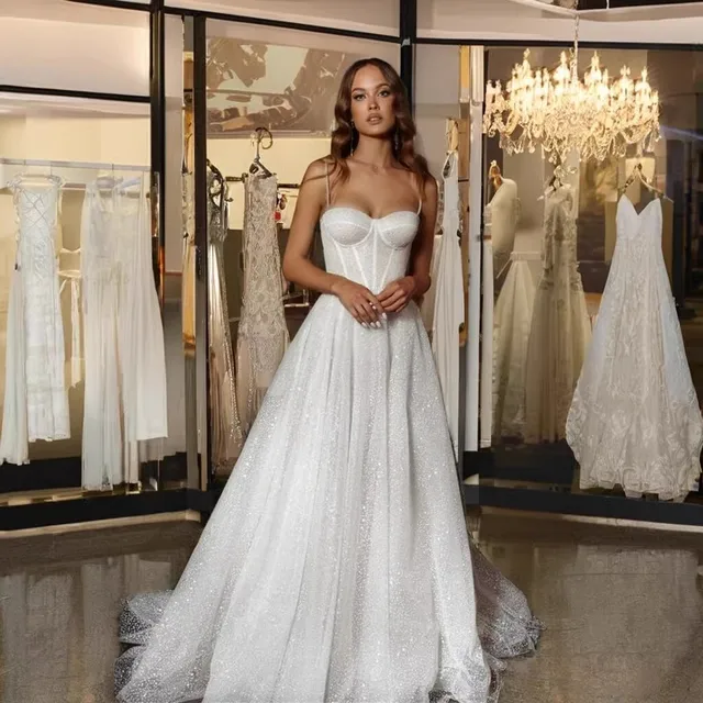 Rotterdam Kly-Robe de Rhlongue à paillettes, robe de mariée blanche à paillettes, robe de Rhélégante, robe de soirée spaghetti, robe de Rh, robe éducative