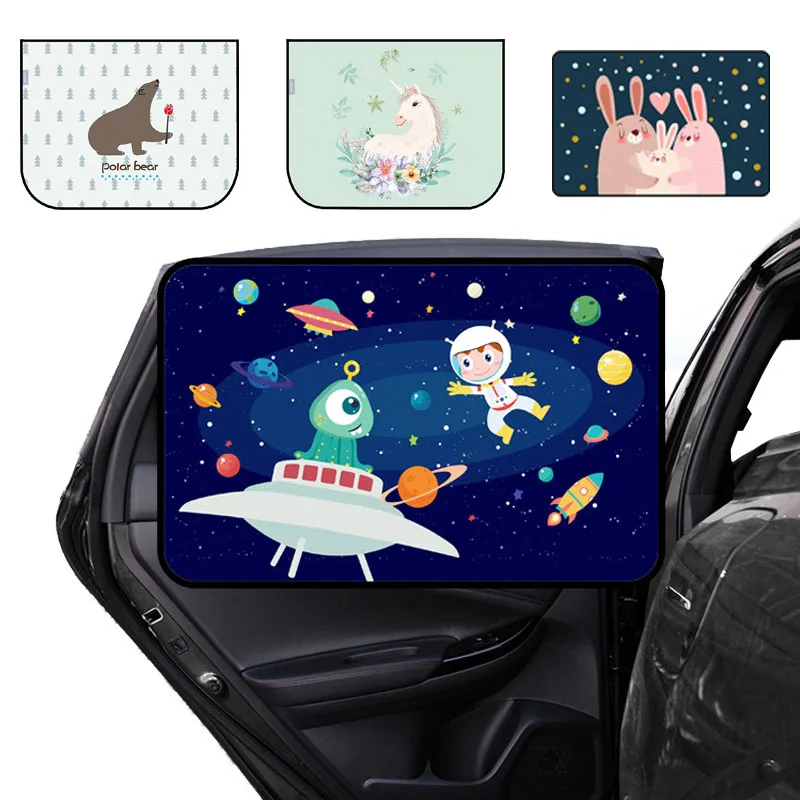 Pare-soleil de voiture fenêtre latérale universelle dessin animé Protection solaire isolation rideau magnétique de voiture dans la fenêtre de voiture couverture de pare-soleil