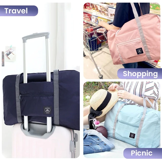 Sac de voyage pliable pour compagnie aérienne, sac à main pour femmes et filles, léger, grande capacité, sport, week-end, voyage de nuit – Image 3
