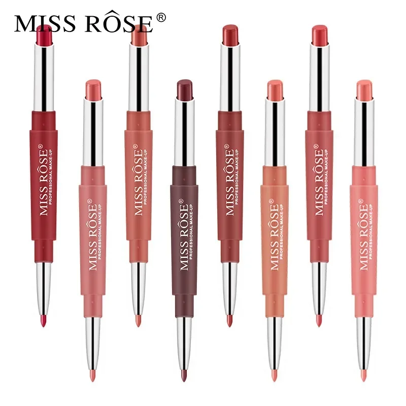 Miss Rose Double extrémité rouge à lèvres brillant à lèvres crayon maquillage longue durée teinte Sexy rouge à lèvres beauté mat brillant à lèvres stylo cosmétique