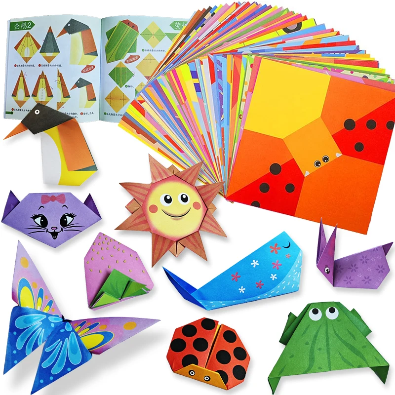 Kit Origami 30/96 feuilles Origami papier artisanat guide livre bricolage projets d'artisanat fournitures pour débutants enfants enfants garçons filles