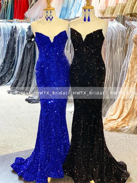 Robes de Rhà paillettes vert émeraude pour filles, robes de sirène longues, grande taille, fête de mariage, soirée gala, quelle que soit la robe de Rhnoire – Image 6