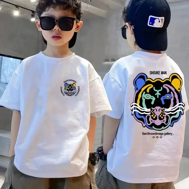 T-shirt à Manches Courtes pour Garçon et Fille, Vêtement d'Été 100% en Coton, avec Dessin Animé Graffiti, de Haute Qualité – Image 6