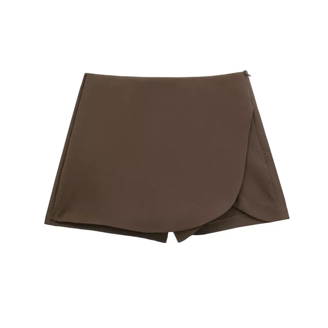 TRAF 2024 noir Mini jupe Shorts femme mode asymétrique jupe pour femmes taille haute jupes courtes femme été Shorts décontracté – Image 4