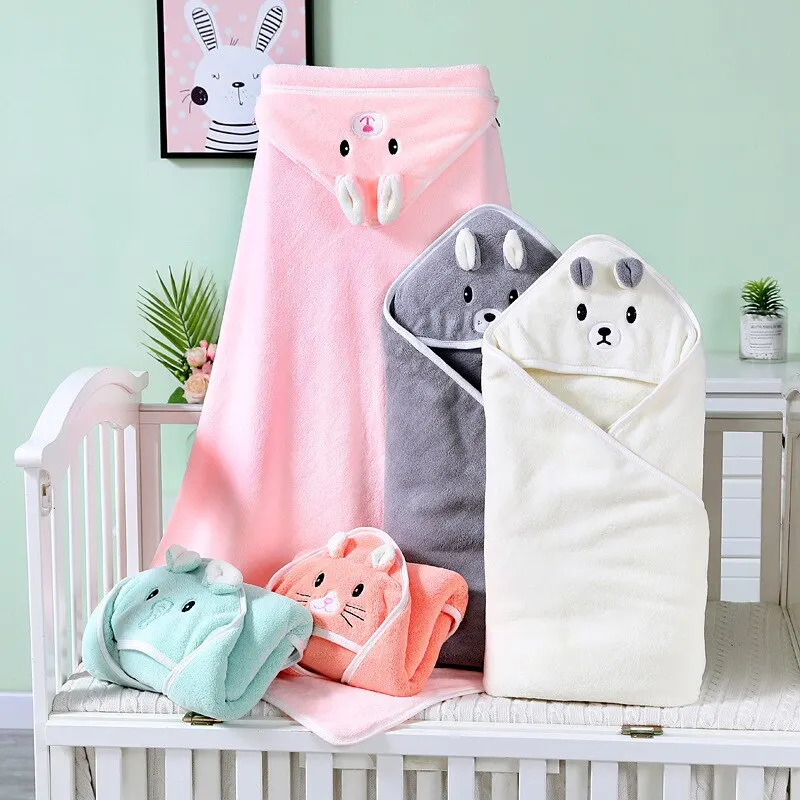 Serviette de Bain Douce et Chaude pour Bébé, Couverture pour Nouveau-Né, Emmaillotage pour Fille et Garçon, Peignoir à Capuche