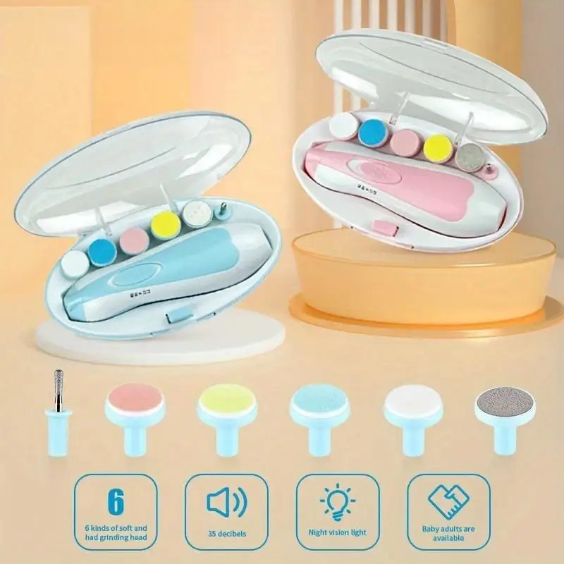 Broyeur à ongles électrique pour bébé, multi-têtes, anti-rayures, coupe-ongles anti-viande pour enfants, manucure imbibée portable, 6 en 1