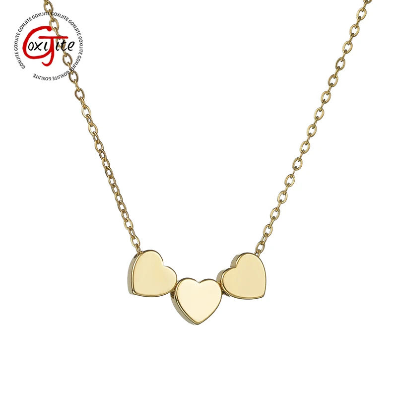 Goxijite Fashion Hearts Necklace Stainless Steel Engraved Letter Heart Necklaces Jewelry For Women Birthday Souvenir Gifts