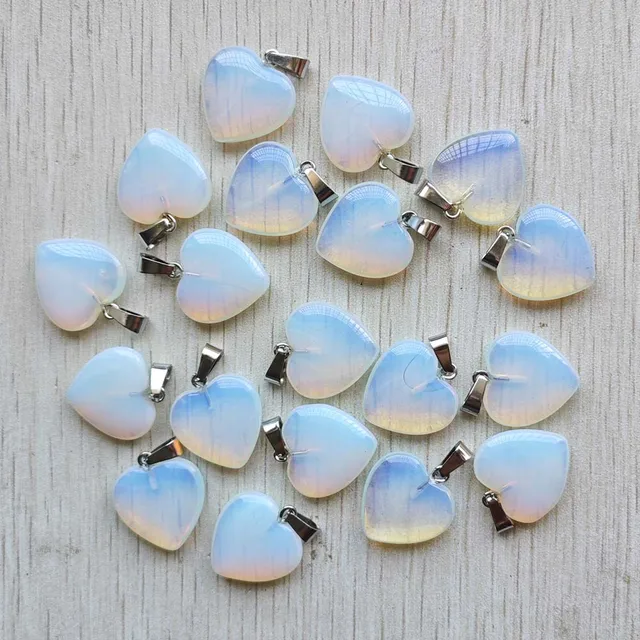 Fashion  hot sell opal stone heart charms pendants for jewelry making good quality  50pcs/lot free shipping Wholesale – Image 2