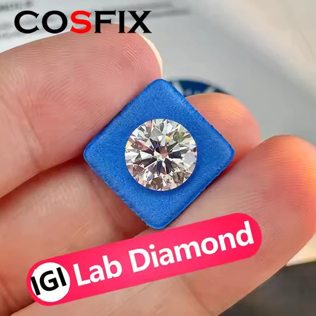 COSFIX-Diamant rond cultivé en laboratoire, certificat HPHT IGI, 3EX D/F, document VVl's, clarté, gemmes en diamant, 0.3-5ct