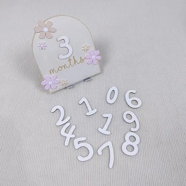 Cartes mensuelles ata lestone en bois pour bébé, fleurs 3D, double face, accessoires de photographie pour nouveau-né, filles et garçons, accessoires photo – Image 4