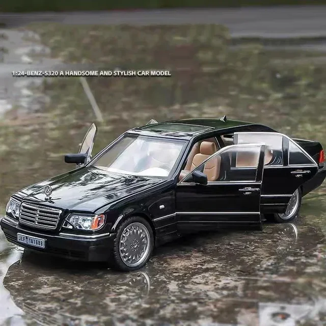 Scale Car 1:24 Mercedes Benz S320 W140 Alloy Miniature Car Model Diecast Metal Sound＆Light Collection Children Toy Vehicle Gift – Image 2