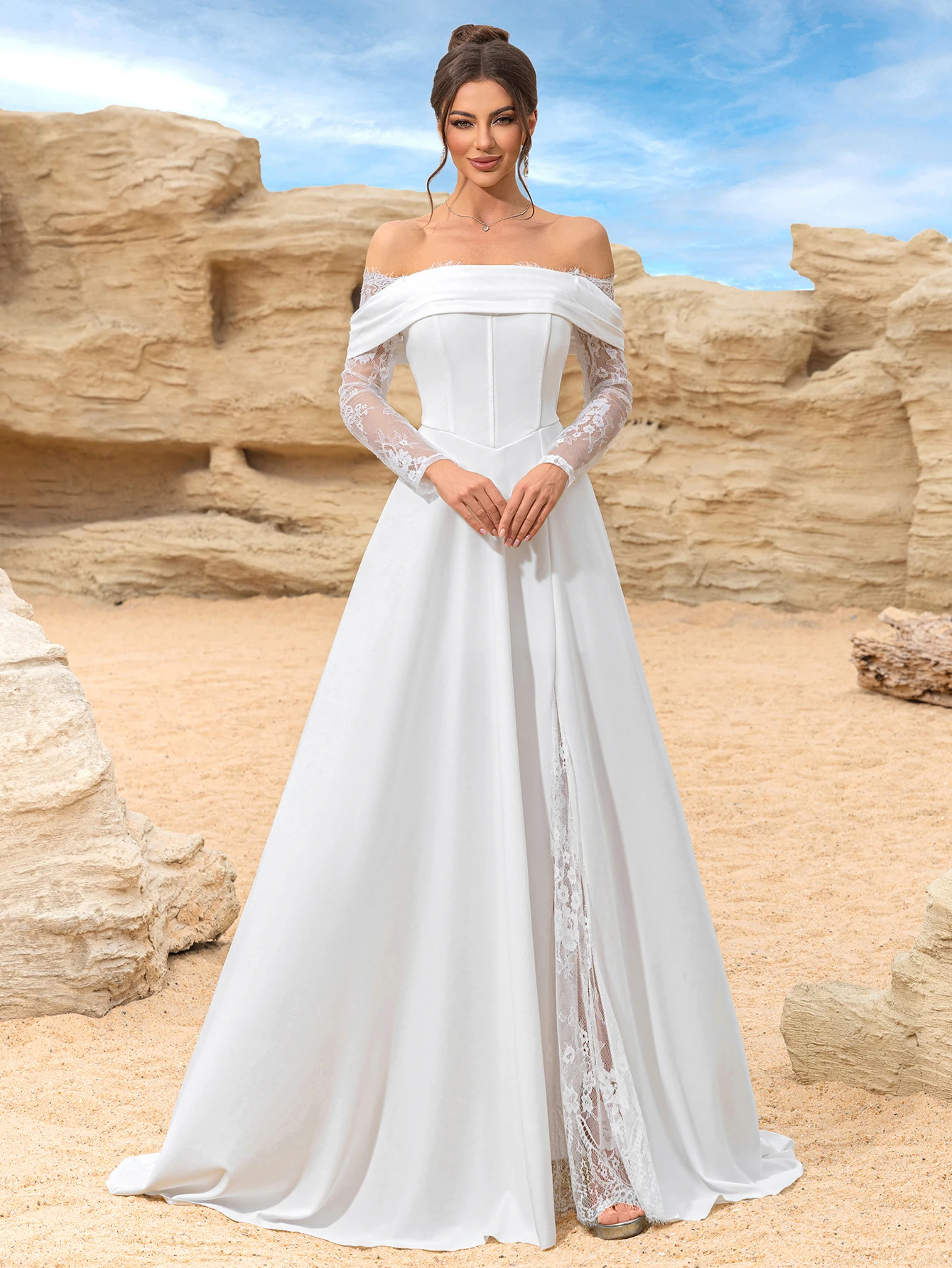 VITRCHP élégant sirène robes de mariée femmes de luxe dentelle broderie étage longueur robe de mariée blanc soirée robe de soirée de mariage