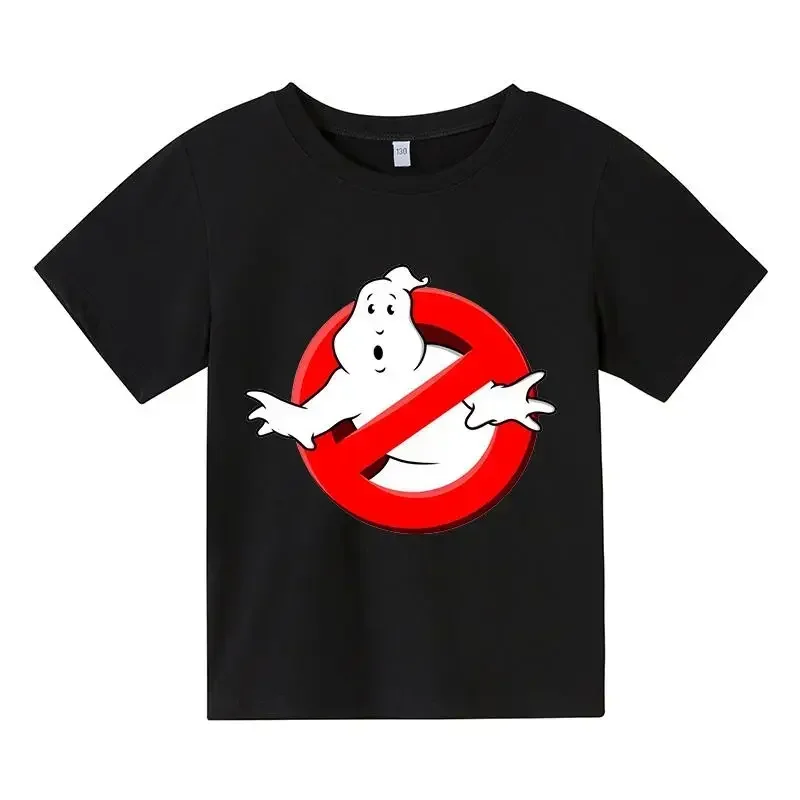 T-shirt d'été à manches courtes pour garçons et filles, en coton, imprimé de dessin animé amusant, jeu Ghostbusters, 4-14t