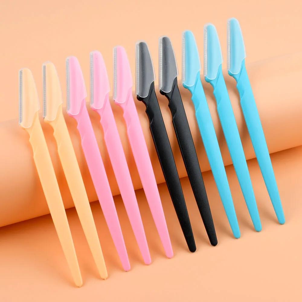 Lame d'épilation des sourcils pour femmes, rasoir portable pour le visage, couteau de sécurité, grattoir de maquillage, tondeuse à sourcils, 5 pièces
