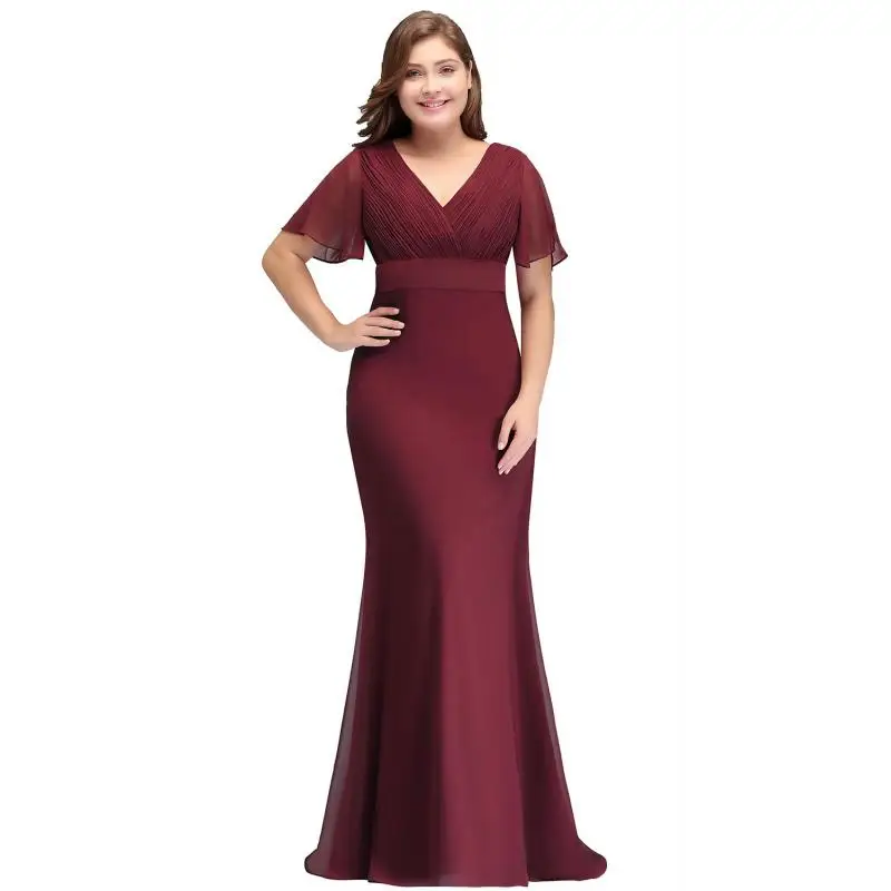 Robe de soirée en mousseline de soie froncée à volants et col en V, robe de demoiselle d'honneur, robe de Rhformelle, tout ce qui est éducatif, document solide, 2024