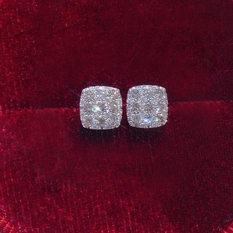 Huitan – boucles d'oreilles simples de forme carrée pour femmes, incrustées de CZ brillant, accessoires de perçage d'oreille polyvalents pour adolescents, bijoux de déclaration