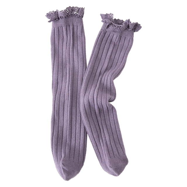 Chaussettes longues à volants en coton pour filles, printemps, été, bonbons, document, princesse, pys, genou haut, bébé, vêtements pour enfants, 1-12 ans – Image 6