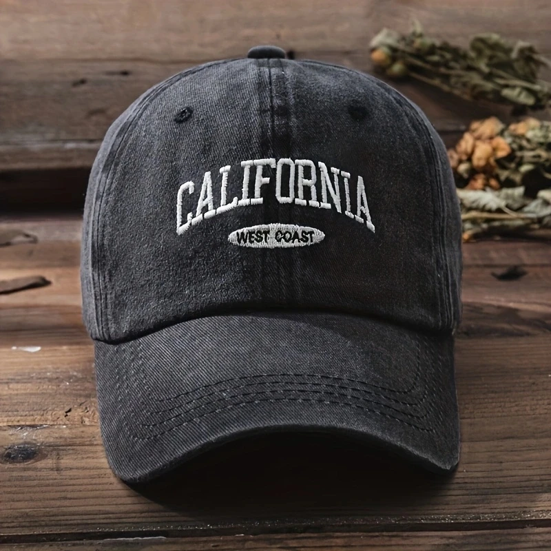 Casquette de Baseball brodée de couleur unie pour hommes et femmes, lettres lavées polyvalentes à la mode, casquette de sport décontractée à large bord