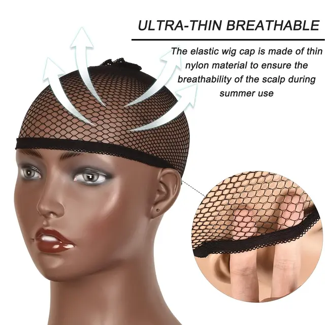 Filets à cheveux élastiques extensibles, 12 pièces, bonnet de perruque en maille à extrémité ouverte pour la coiffure, haute qualité et Durable – Image 6