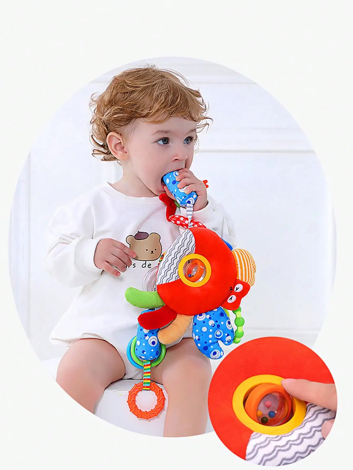 Poussette rotative à ondes en peluche pour bébé, accessoires montés sur voiture, papier de sonnerie, carillons éoliens, colle dentaire, verre de sécurité