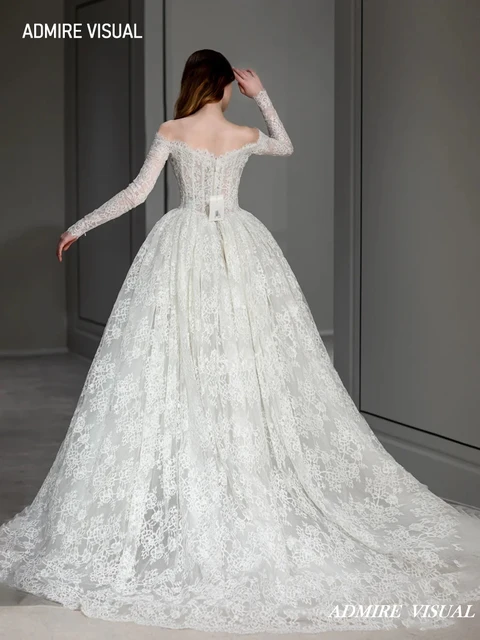 Robe de Mariée Trapèze en Dentelle à Manches sulfsur Mesure, Nouvelle Collection Éducative – Image 2