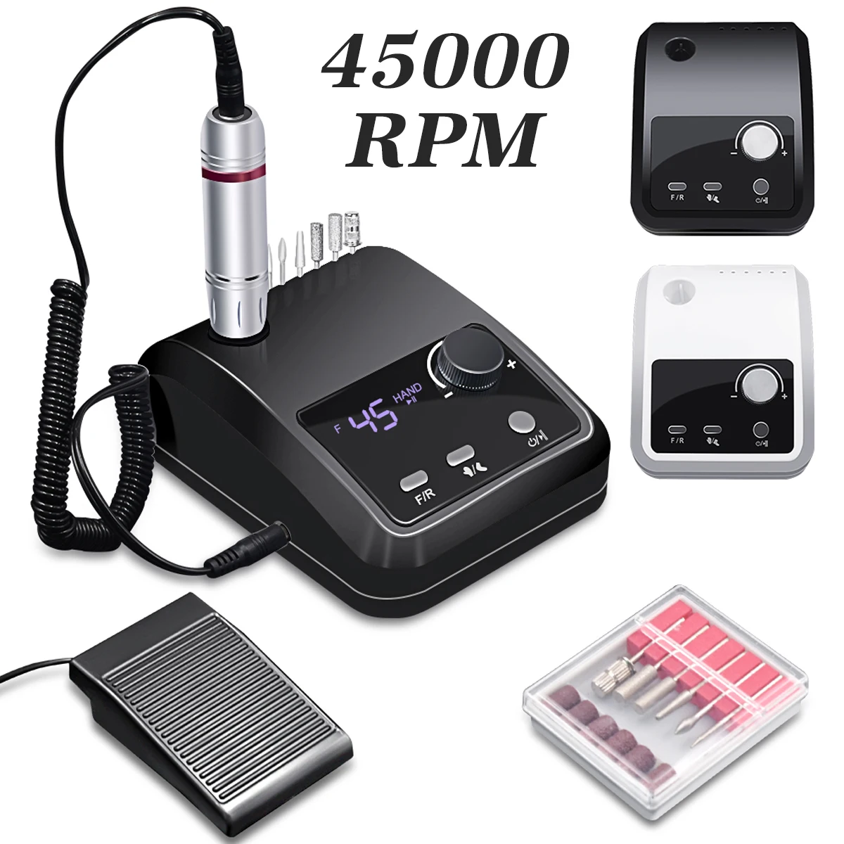 Perceuse à ongles électrique 45000 tr/min, lime électrique, affichage HD, stylo de manucure en métal, ponceuse professionnelle pour tour à ongles