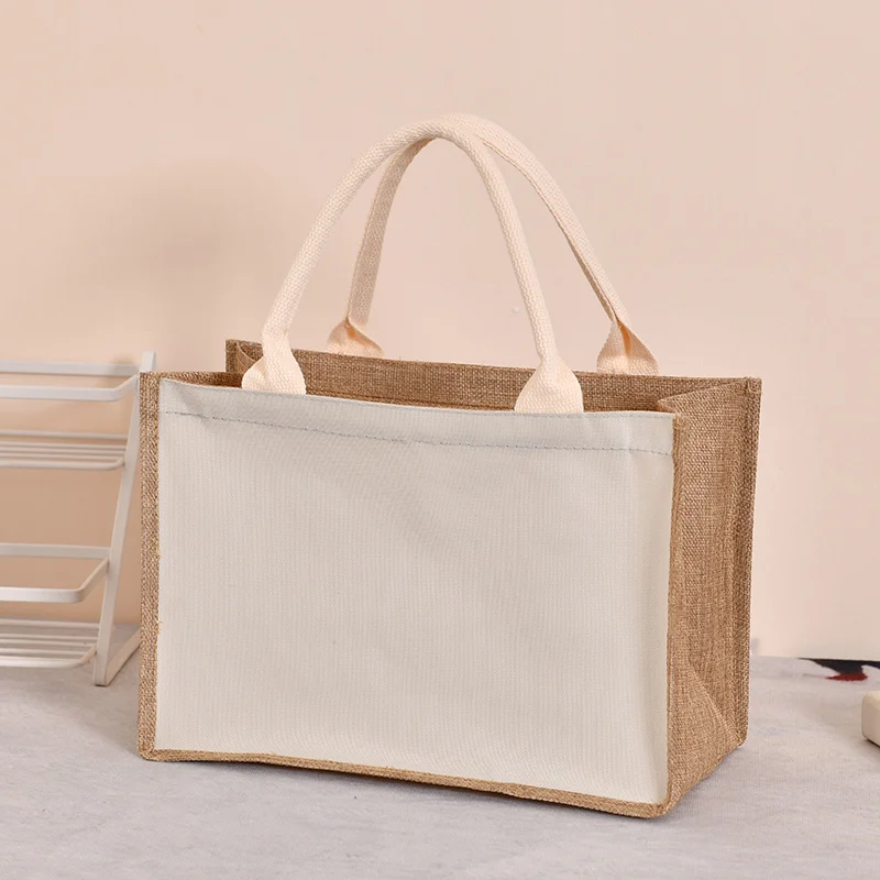 Sac en lin à fermeture éclair, sac cadeau simple, sac de shopping élégant