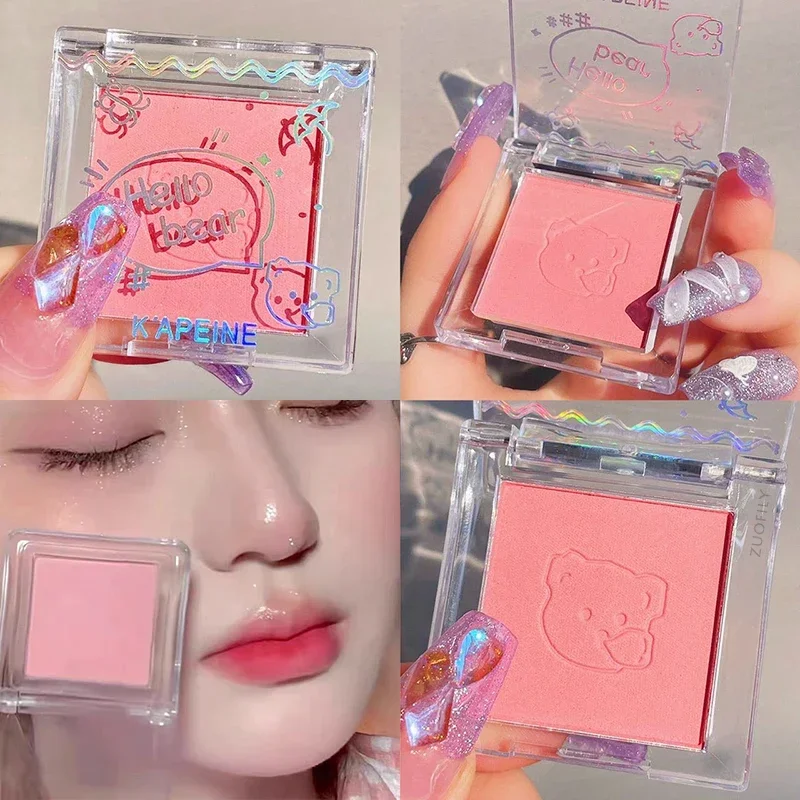 Palette de fards à joues monochromes pour le visage naturel, rose, aubépine, teinte des joues, poudre de fard à joues, maquillage, Rouge pêche mat, Palette d'ombres de Contour