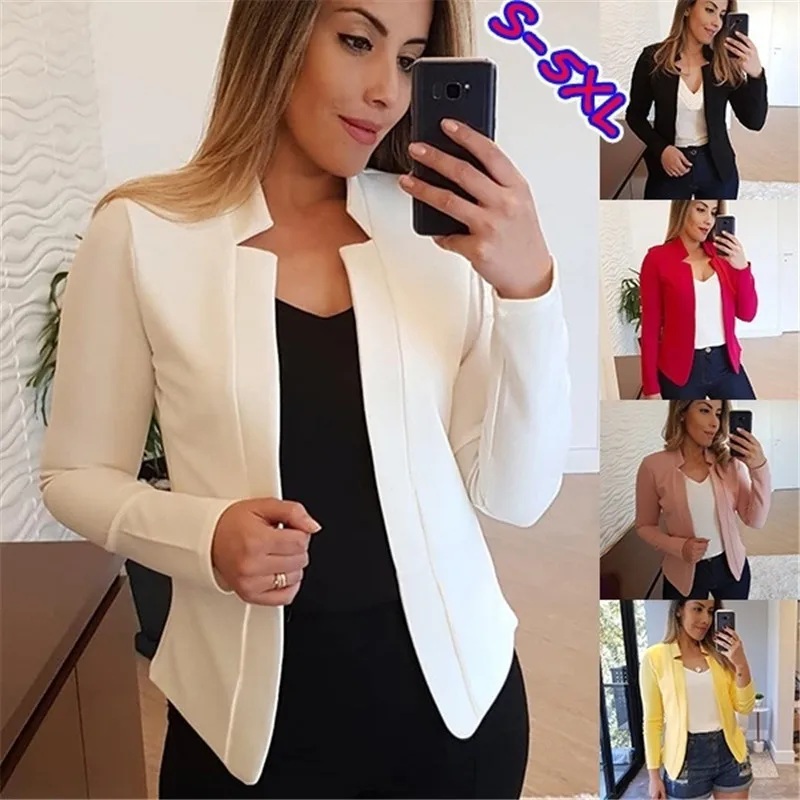 Automne et hiver nouveau style élégant coupe ajustée couleur unie décontracté professionnel petit costume veste haut