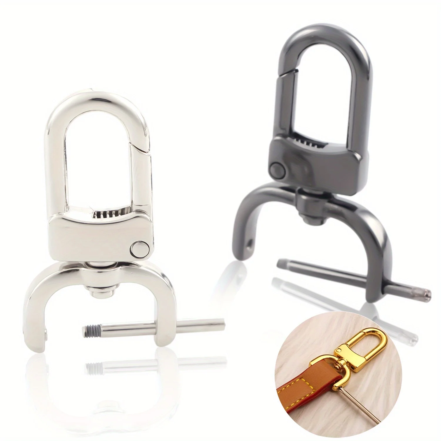 Fermoir à Comcussion à Mousqueton Amovible pour Sac à Main, Matériel de Sangle pour Porte-Clé de Remplacement, 2 Pièces