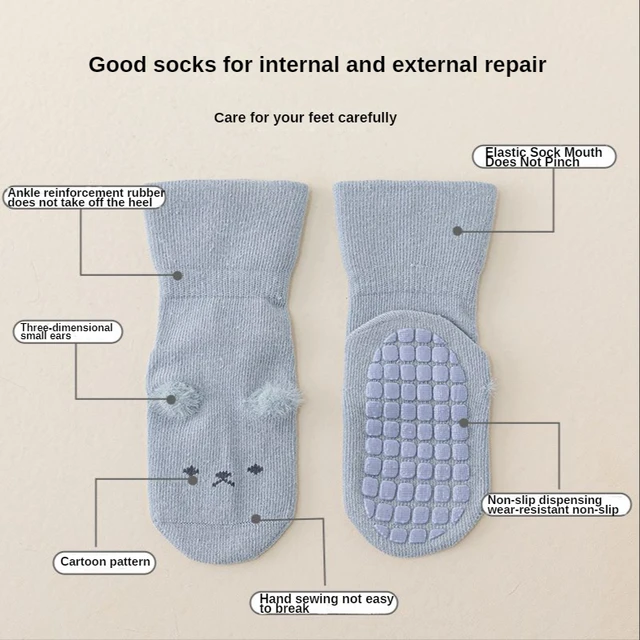 2 paires Lot dessin animé nouveau-né sol pied chaud trucs coton chaussettes enfants anti-dérapant printemps et automne mignon garçon bébé enfant en bas âge cadeau – Image 5