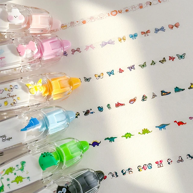 Ruban correcteur de conception décorative à motifs mignons, 1 pièce, parfait pour décorer les journaux et les fournitures scolaires