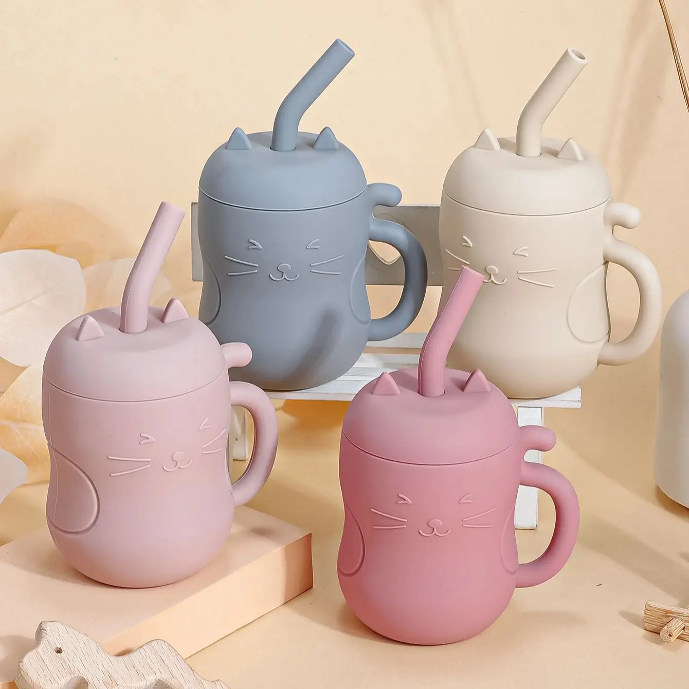 Tasse de paille en Silicone pour bébé, 1 pièce, sans BPA, stockage Portable, conteneur de collation, tasse d'alimentation, tasse de boisson d'apprentissage étanche pour enfants