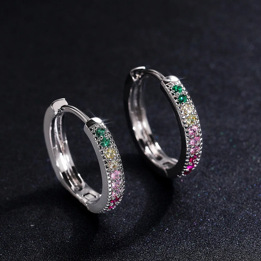 Document Rotterdam-Boucle d'oreille cubique en argent regardé 100% pour femme, boucle d'oreille cercle en cristal, bijoux de direction, cadeau de mariage, 925 réel, Kling, Rose