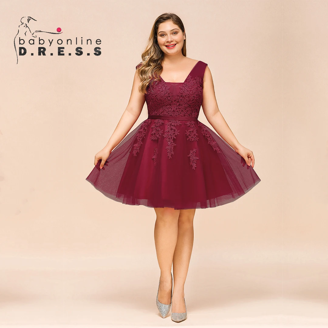 Robe de graduation courte avec appliques en dentelle florale, haut brodé, ligne A, jupe en tulle, robe de soirée de mariage, demoiselle d'honneur