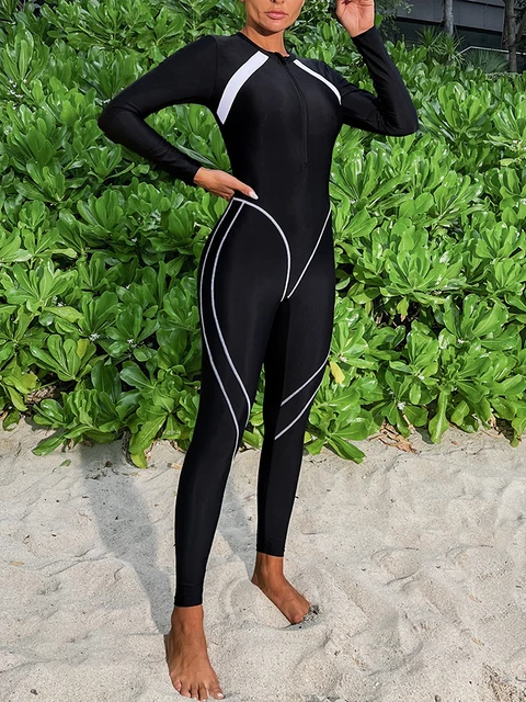 In-X-Maillot de Bain Musulman Noir à Manches sulfpour Femme, Vêtement de Plage Sportif, Complet, Nouvelle Collection 2024 – Image 2