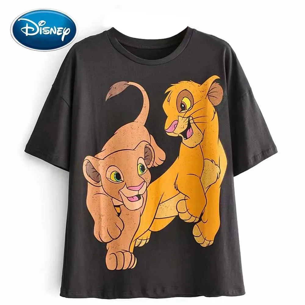 Disney élégant le roi Lion roi de la Jungle dessin animé imprimé T-Shirt col rond manches courtes décontracté mode femmes famille T-Shirt hauts