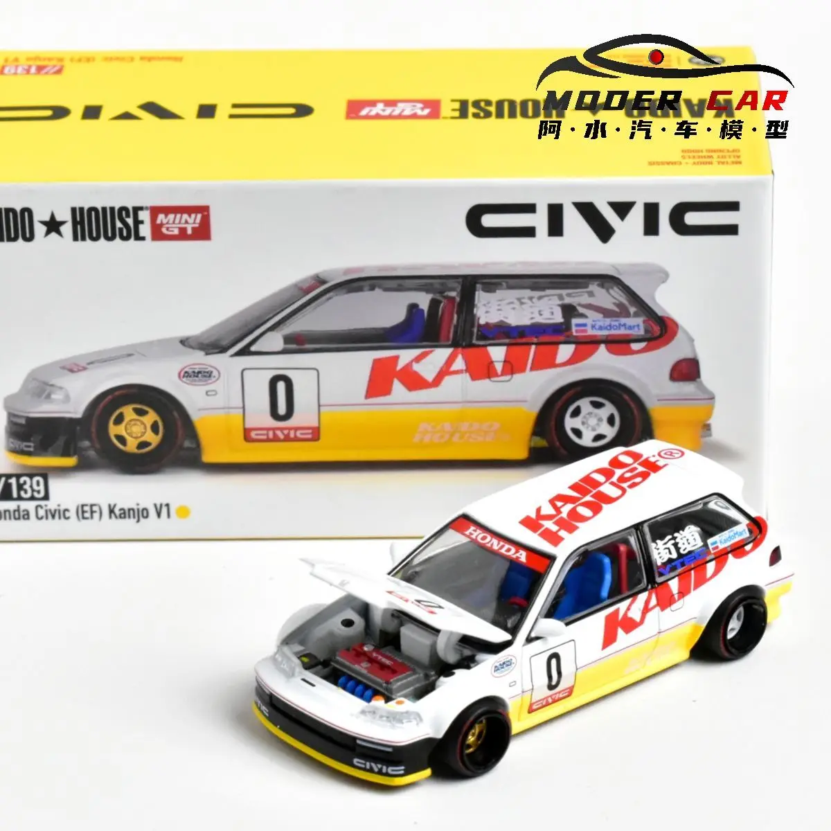Kaido House + MINIGT 1:64 139 Civic EF modèle de voiture moulé sous pression