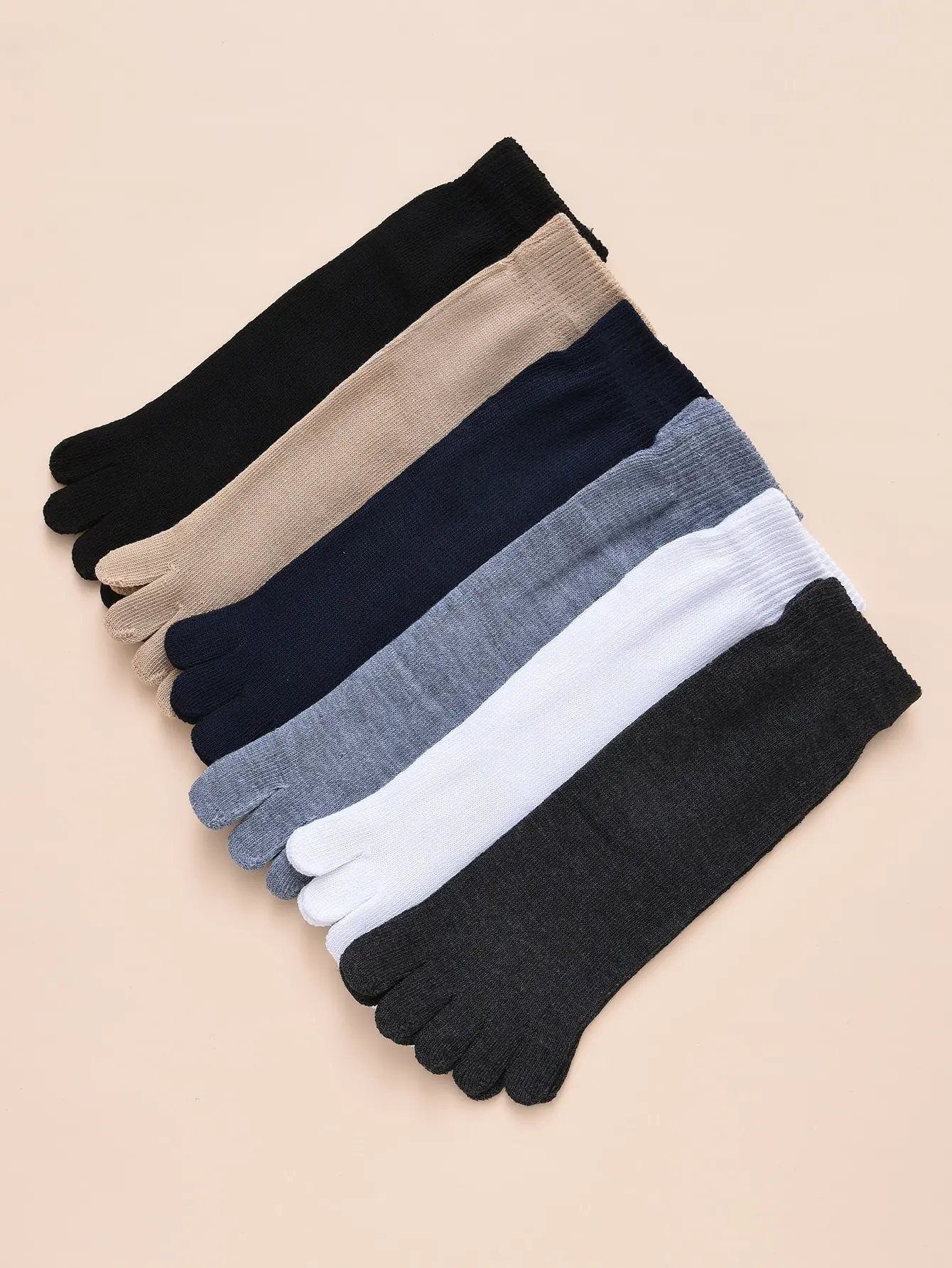 6 Pairs Men Socks Five-toe Breathable Socks Comfortable For Male Solid Colour Fashion Casual Middle Tube Cotton Socks
