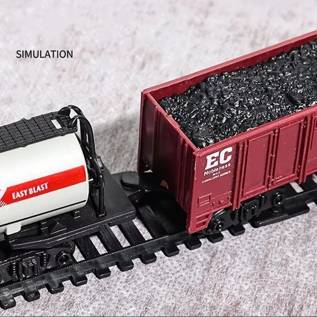 Ensemble de rails de Train électrique avec lumières, son, Simulation rétro, modèle de voiture, jouets ferroviaires pour enfants, cadeau de noël – Image 4